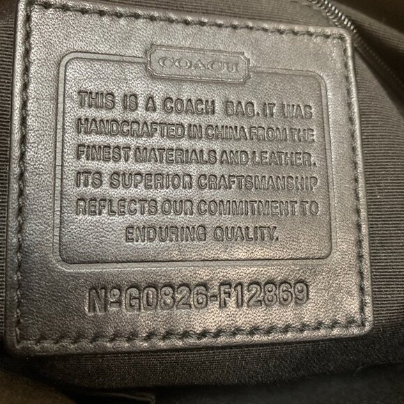 COACH Legacy Turnlock Khaki/Black Shoulder Bag Signature Hobo F12869 - Picture 11 of 14